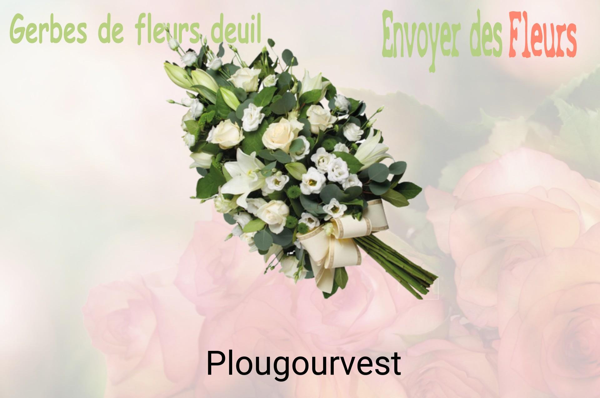 Gerbe de fleurs de deuil livrée à Plougourvest